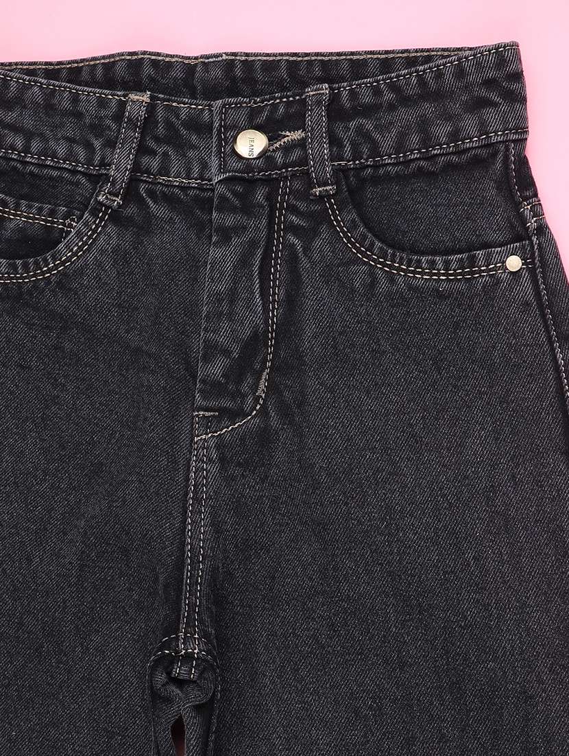 girls solid mid rise wide leg jeans - 22305544 -  Standard Image - 3