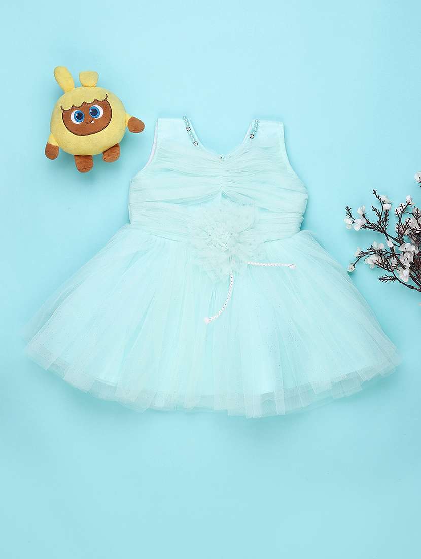 girls self designed sleeveless fit & flare dress