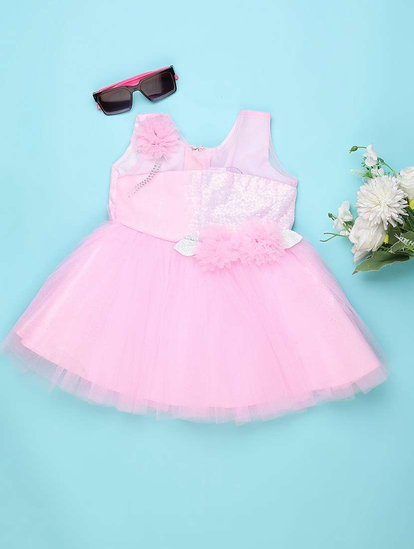 girls self designed sleeveless fit & flare dress