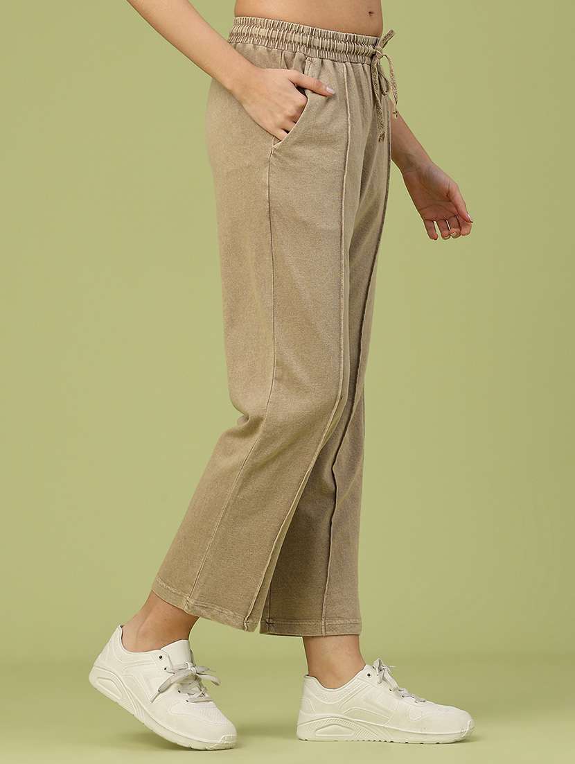 women solid mid rise track pant - 22305589 -  Standard Image - 3