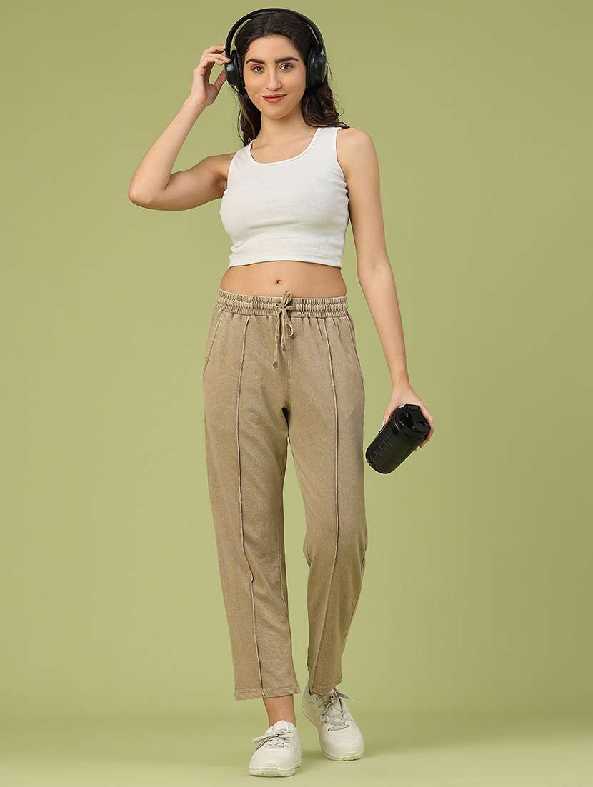 women solid mid rise track pant - 22305589 -  Standard Image - 5