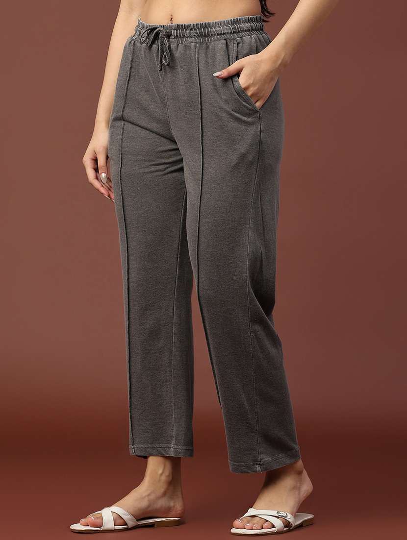 women solid mid rise track pant - 22305590 -  Standard Image - 3