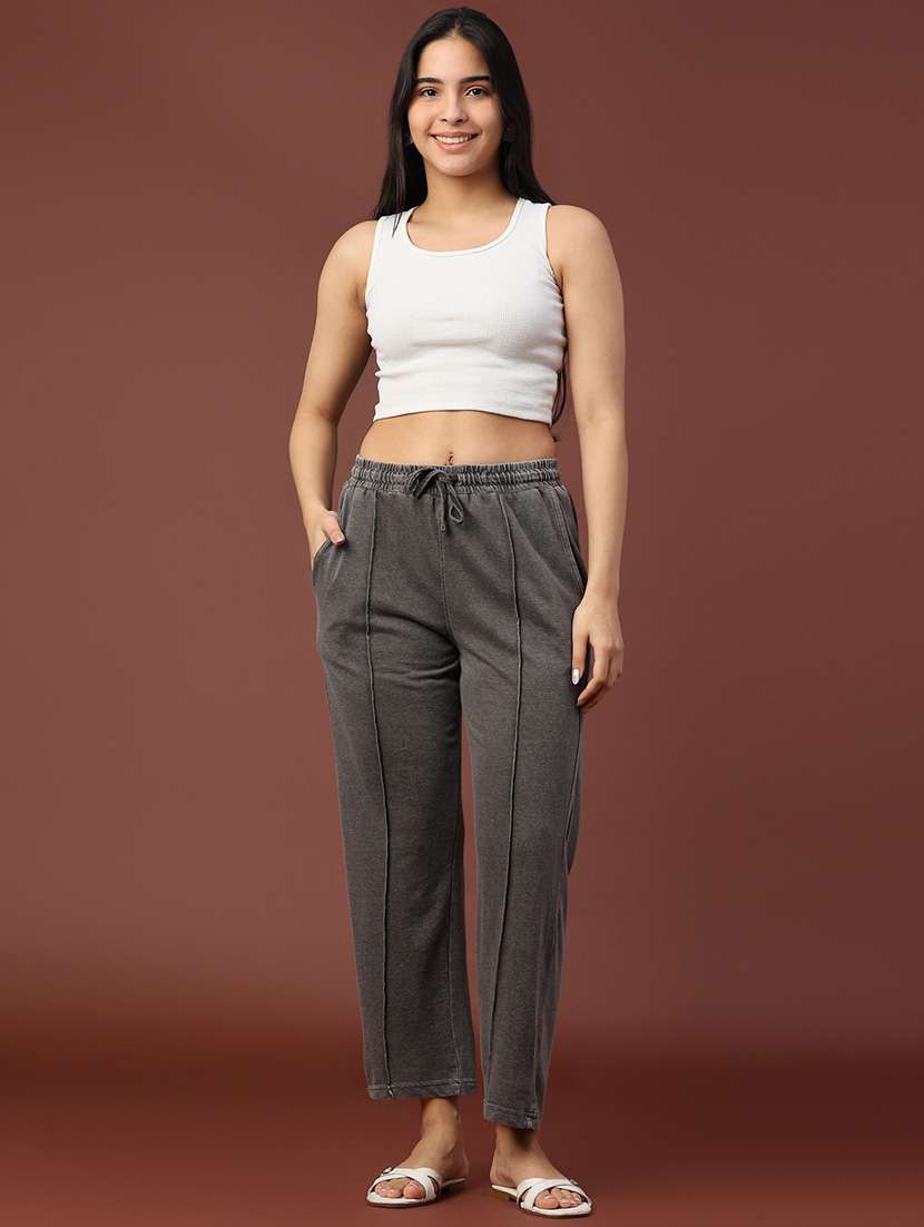 women solid mid rise track pant - 22305590 -  Standard Image - 5