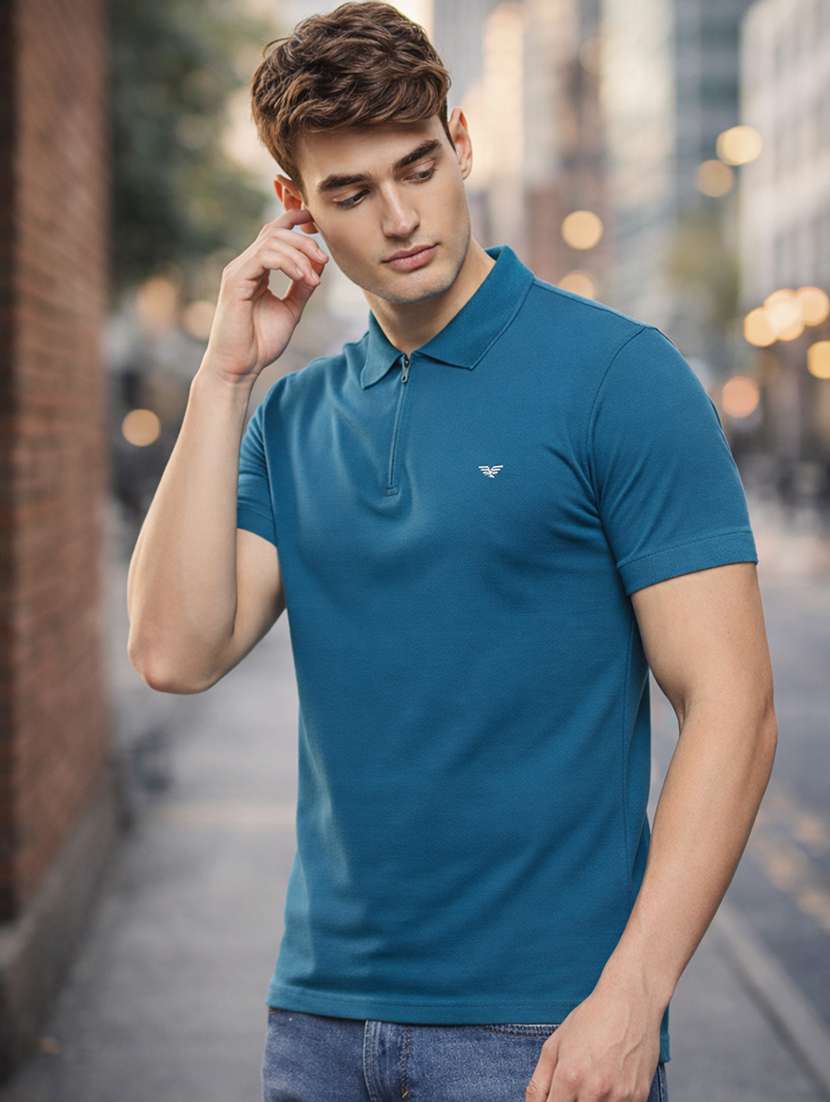 men solid short sleeve regular fit polo t-shirt