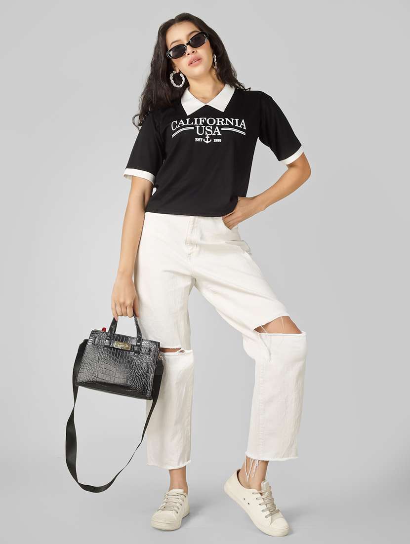 women printed short sleeve polo t-shirt - 22305723 -  Standard Image - 5