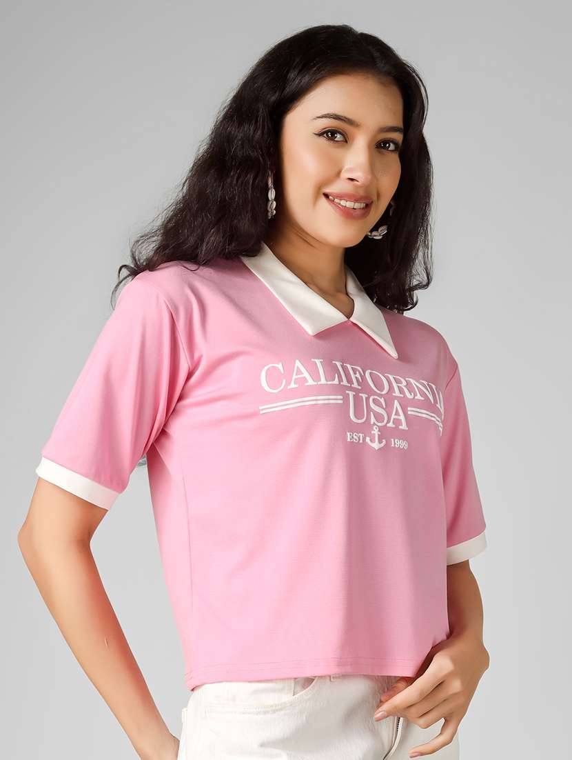 women printed short sleeve polo t-shirt - 22305725 -  Standard Image - 3