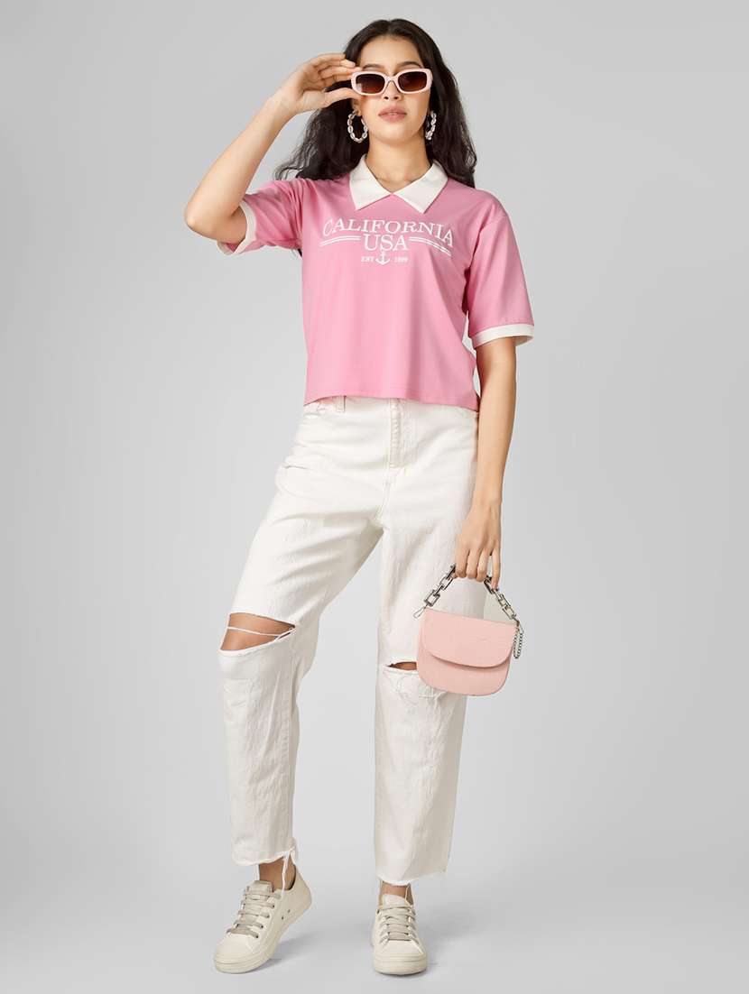 women printed short sleeve polo t-shirt - 22305725 -  Standard Image - 5