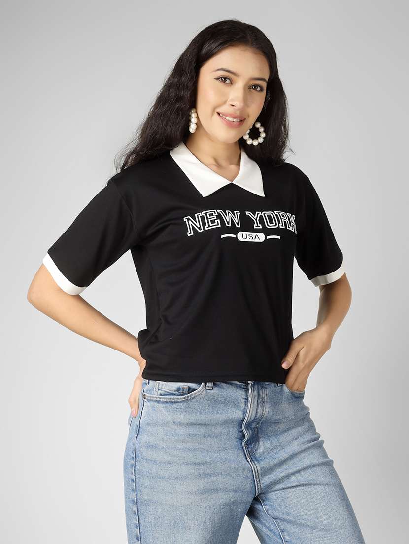 women printed short sleeve polo t-shirt - 22305726 -  Standard Image - 3