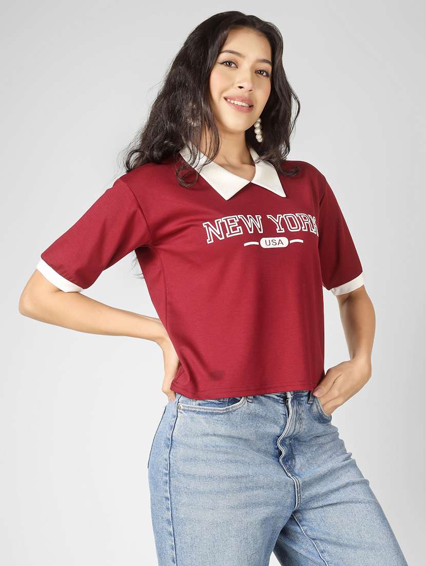 women printed short sleeve polo t-shirt - 22305727 -  Standard Image - 3