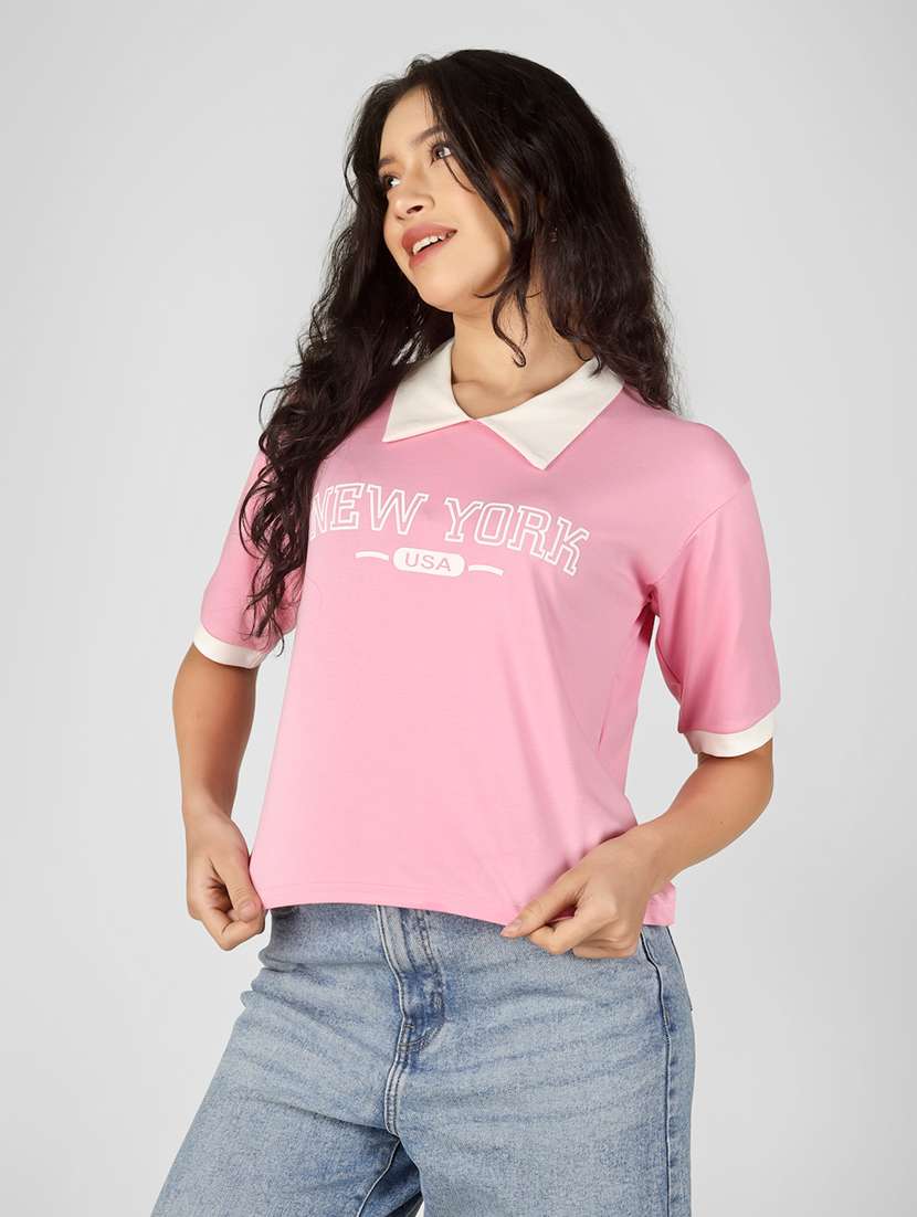 women printed short sleeve polo t-shirt - 22305729 -  Standard Image - 3