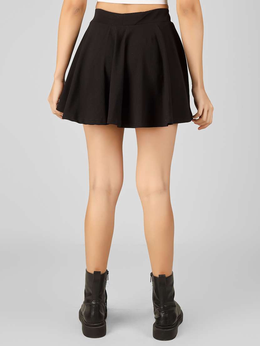 women solid high rise flared skirt with attached shorts - 22305748 -  Standard Image - 3