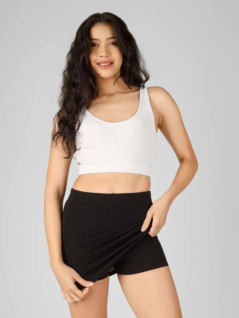 women solid high rise skirt with attached shorts - 22305749 -  Standard Image - 3