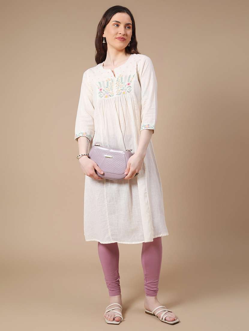 off white cotton fusion kurta