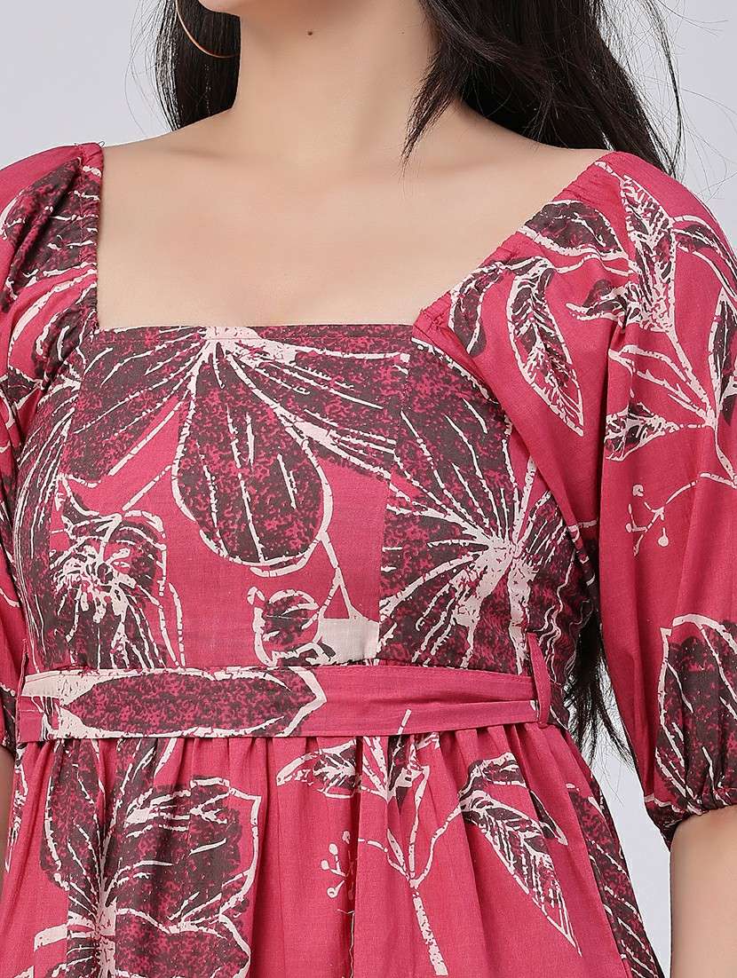 women printed short sleeves tiered dress - 22305869 -  Standard Image - 5