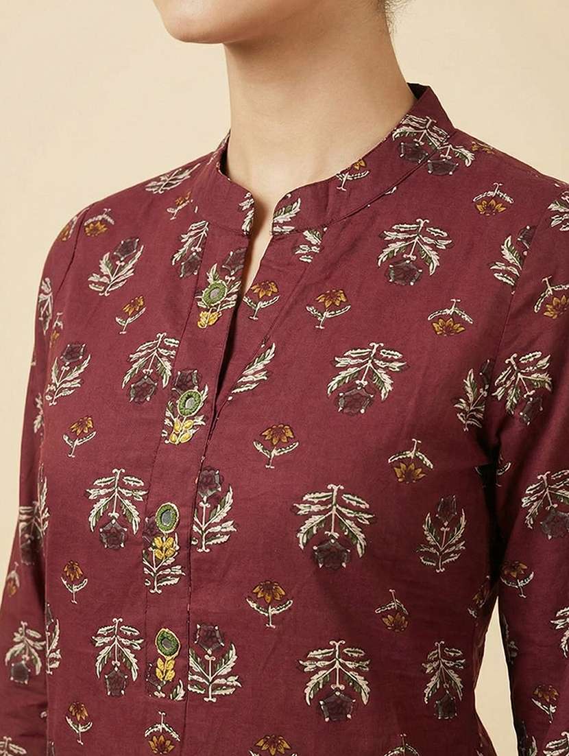 women floral printed three quarter sleeve straight kurta - 22305873 -  Standard Image - 3