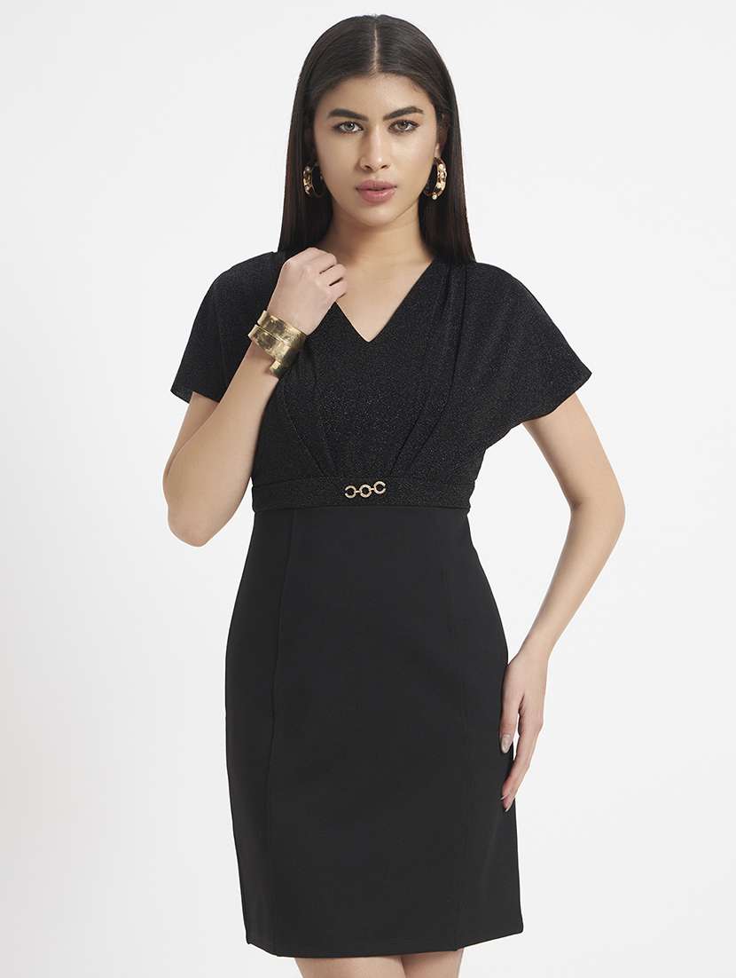 women solid short sleeve bodycon dress
