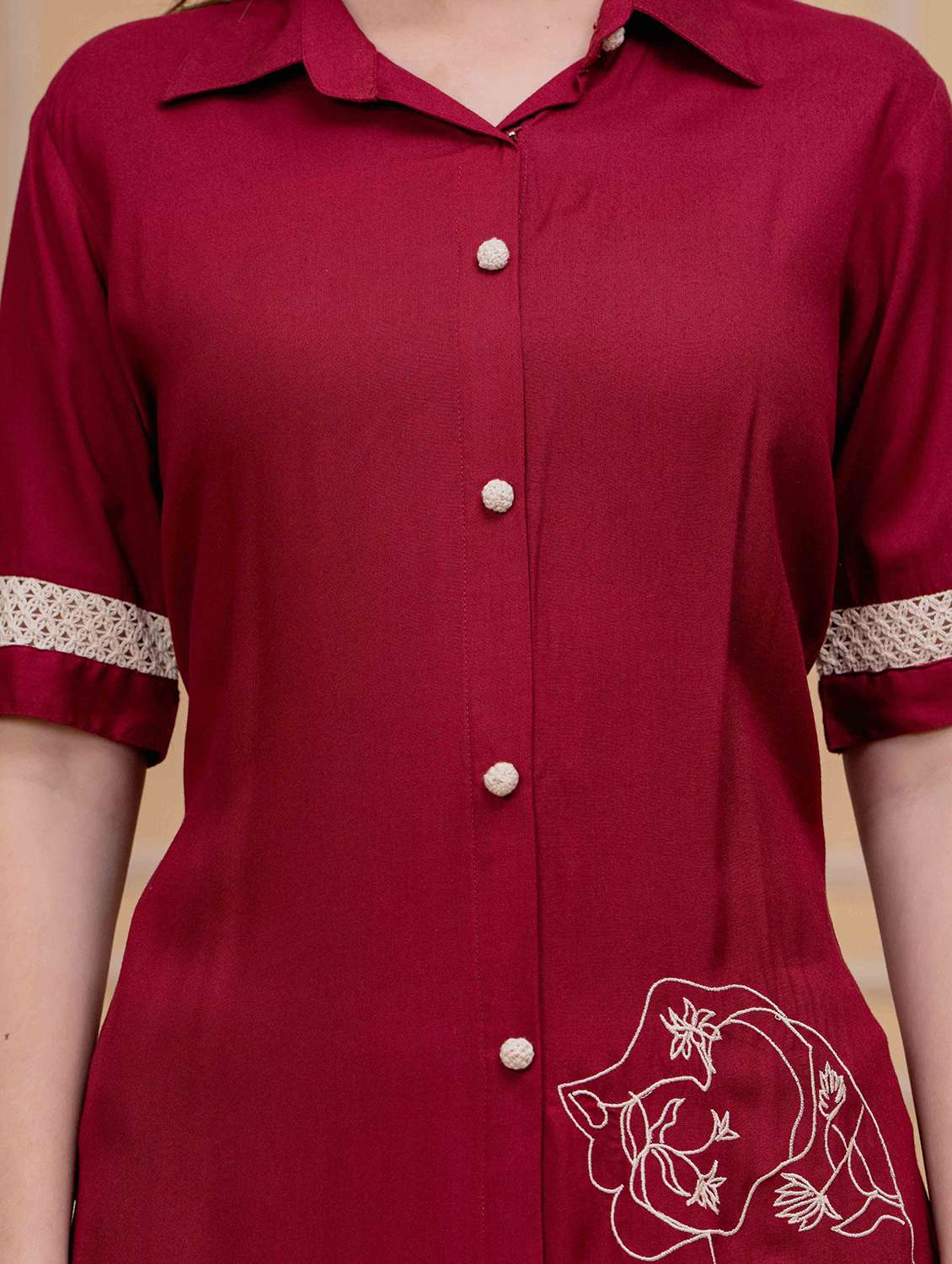 women embroidered collared short sleeve shirt dress - 22305881 -  Standard Image - 5