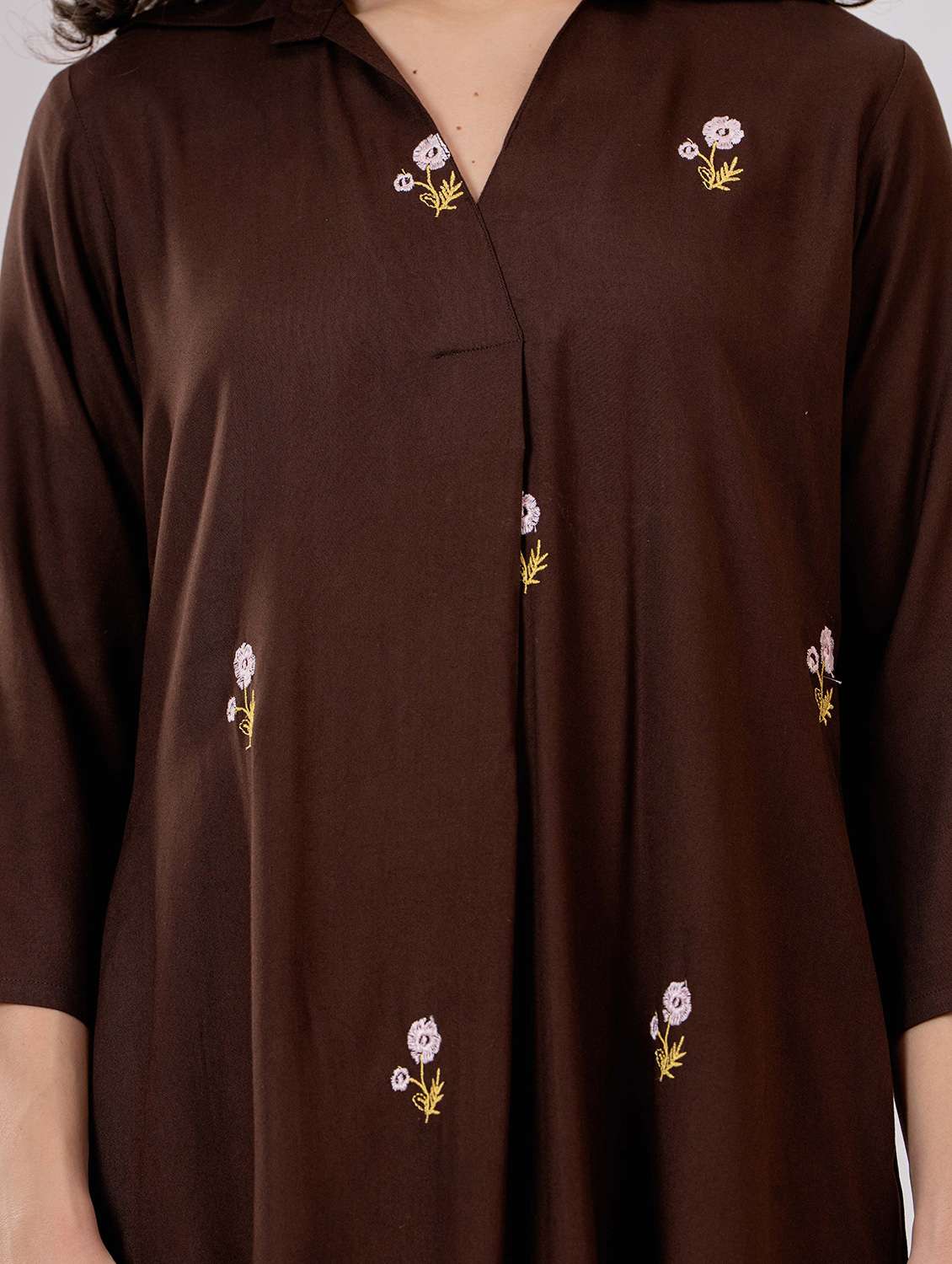 women embroidered three quarter sleeve asymmetric dress - 22305883 -  Standard Image - 5