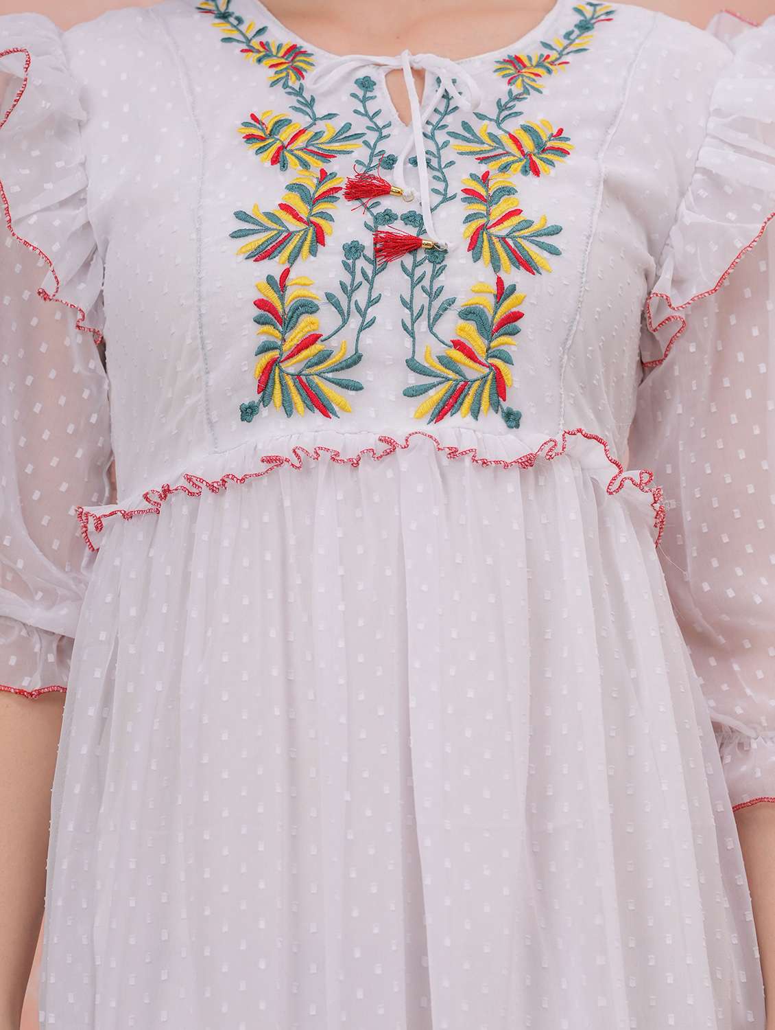 women self designed three quarter sleeve tiered dress - 22305892 -  Standard Image - 5