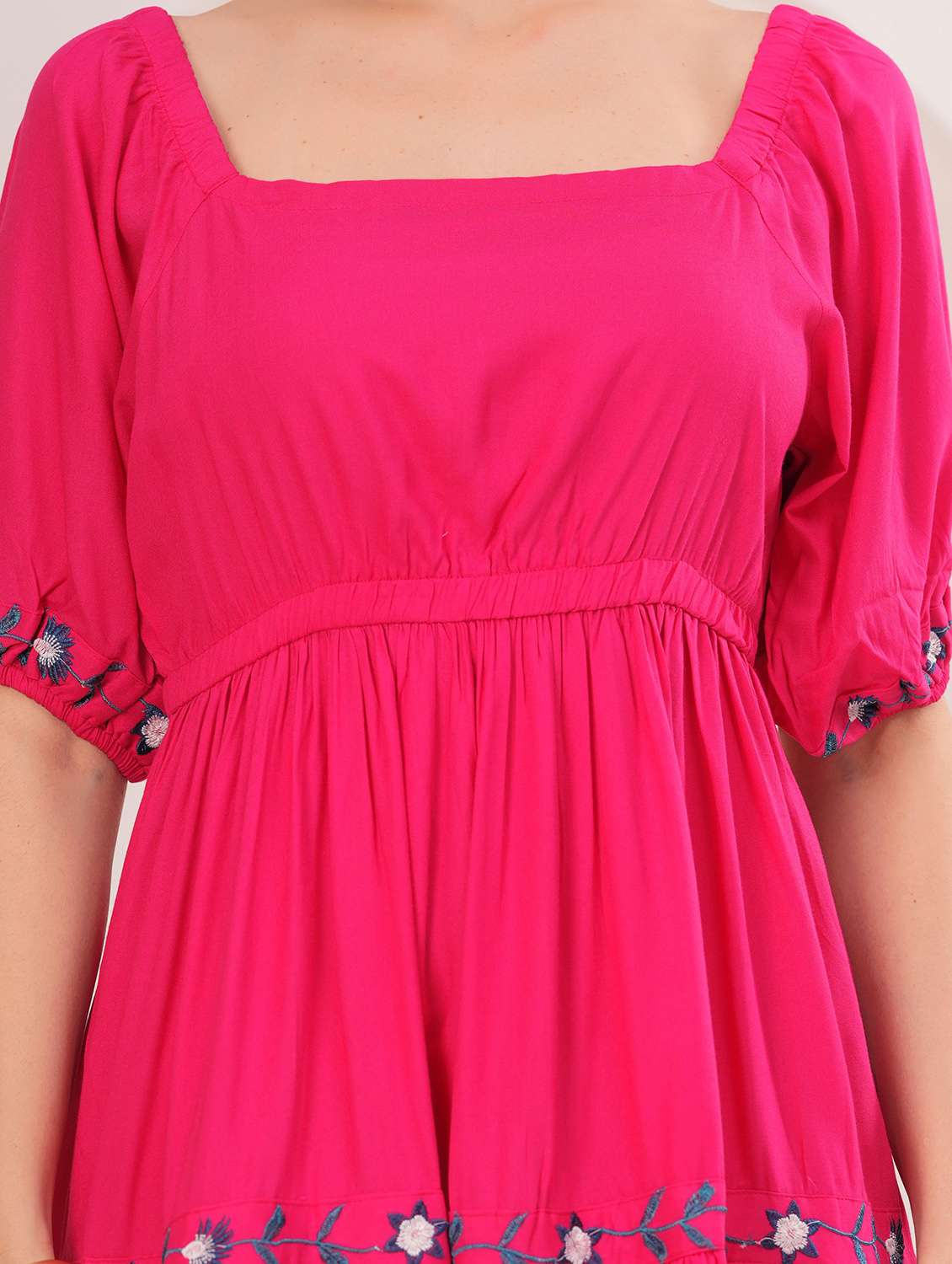 women embroidered puff sleeve tiered dress - 22305895 -  Standard Image - 5