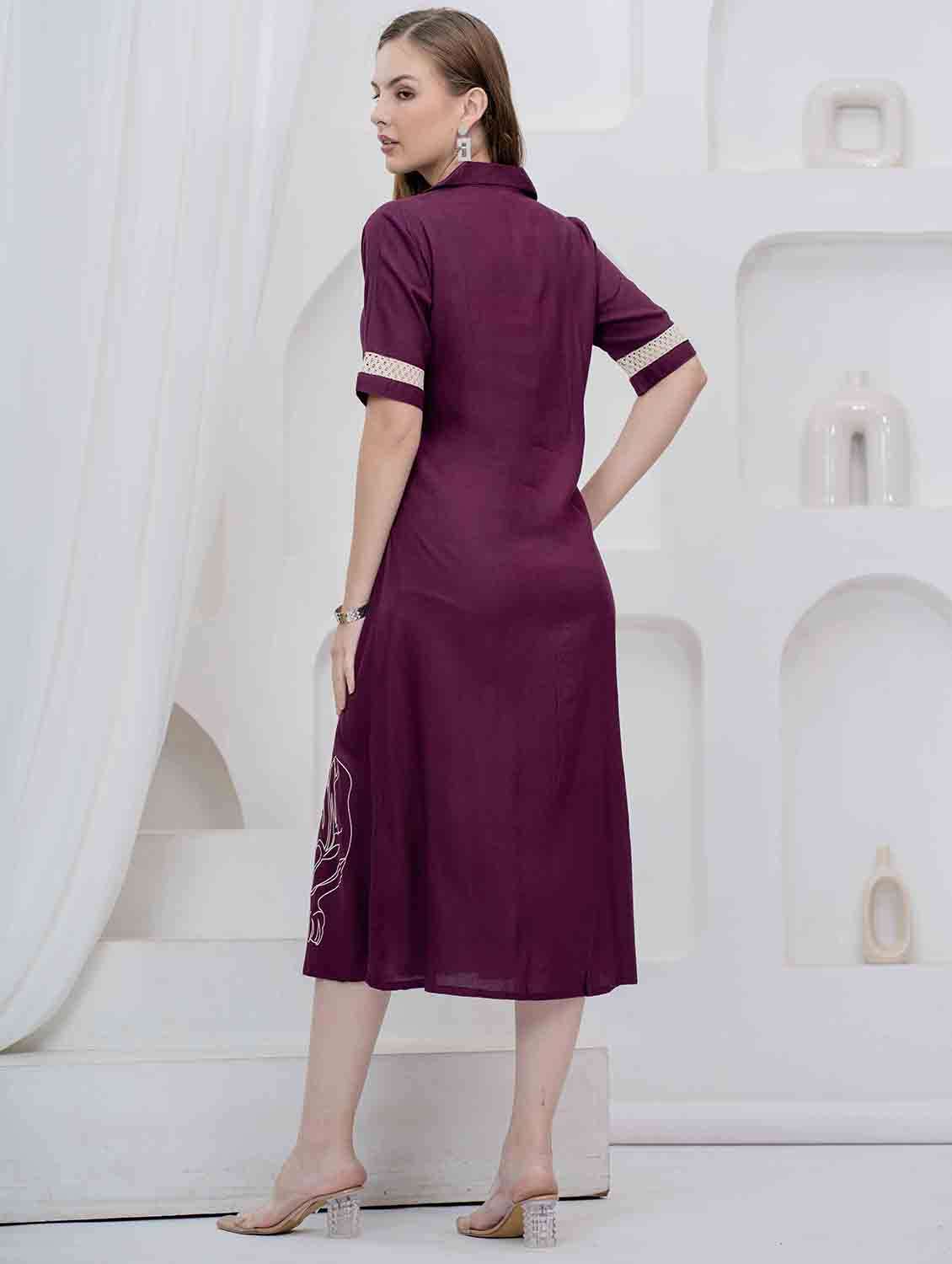 women embroidered collared short sleeve shirt dress - 22305899 -  Standard Image - 3