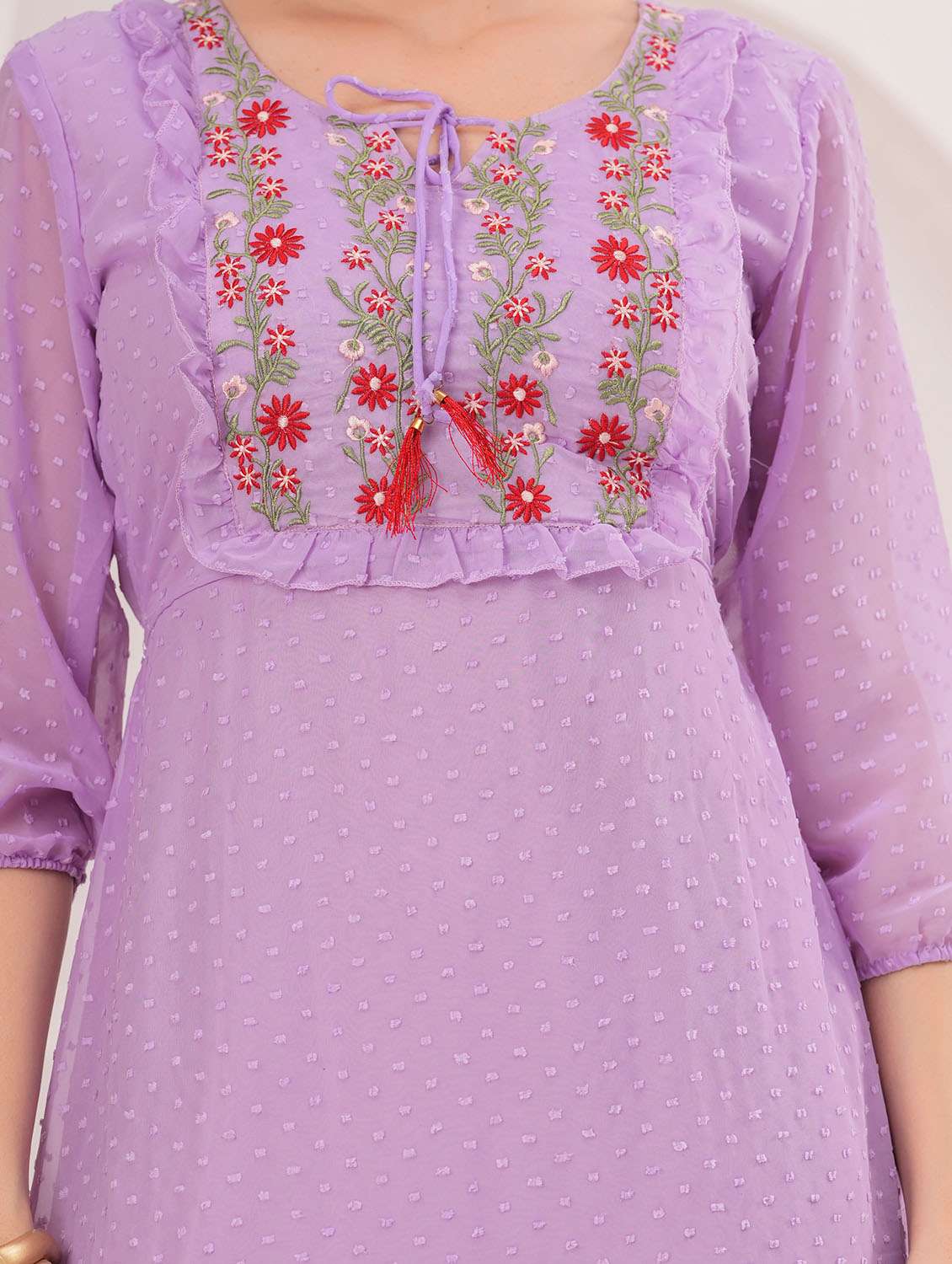 women self designed three quarter sleeve tiered dress - 22305910 -  Standard Image - 3