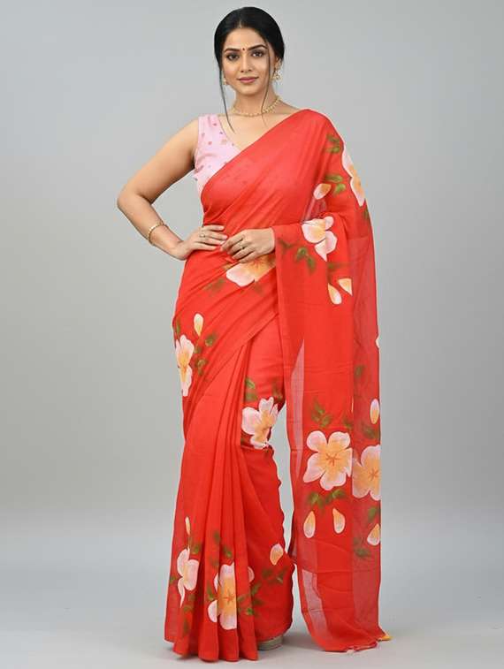 women printed casual wear saree with blouse