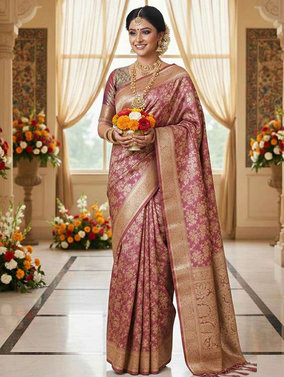 women self design banarasi saree with blouse