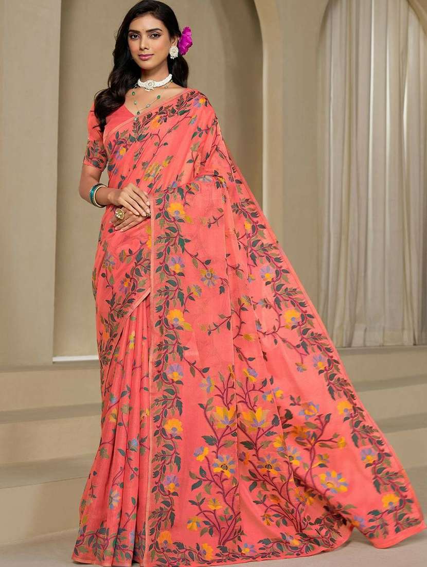 women floral handloom saree with blouse