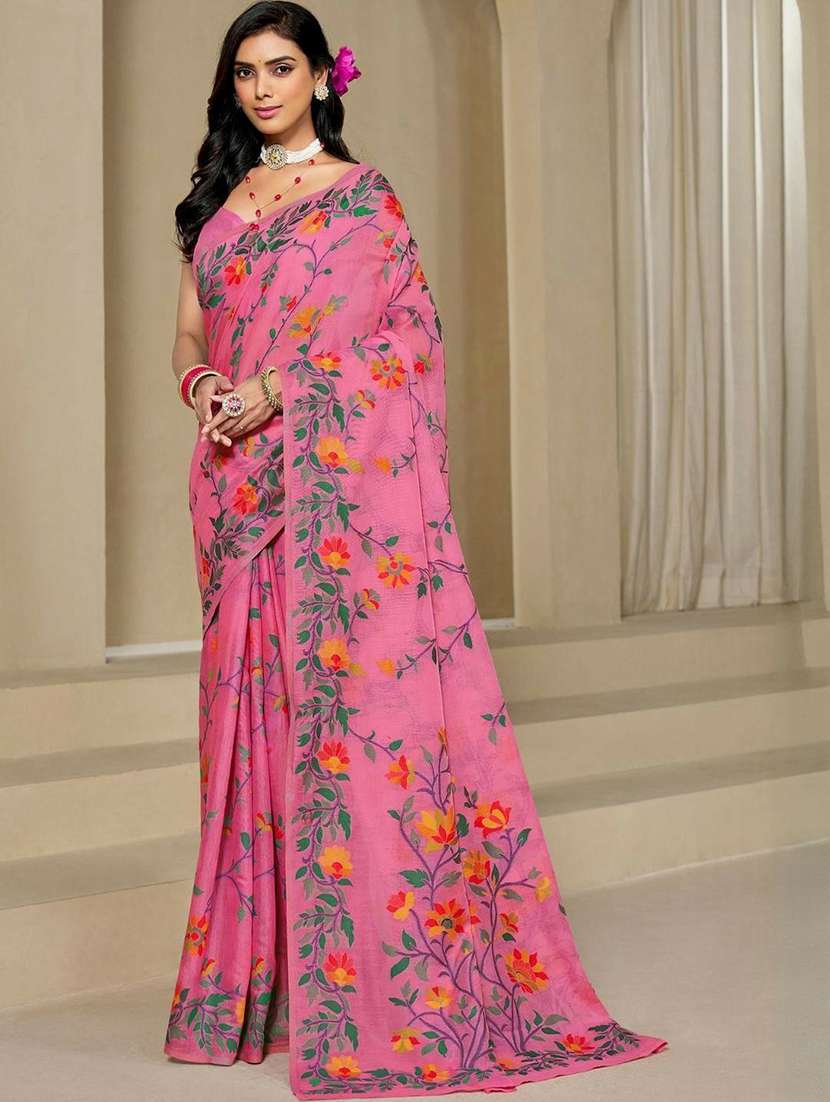 women floral handloom saree with blouse