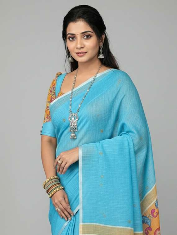 women printed casual wear saree with blouse - 22305957 -  Standard Image - 3