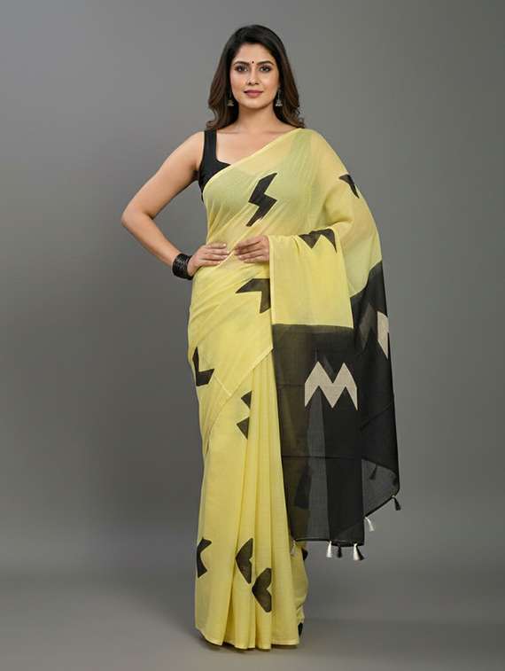 women printed casual wear saree with blouse