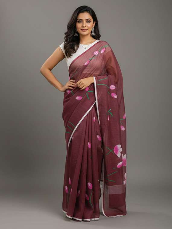women printed casual wear saree with blouse