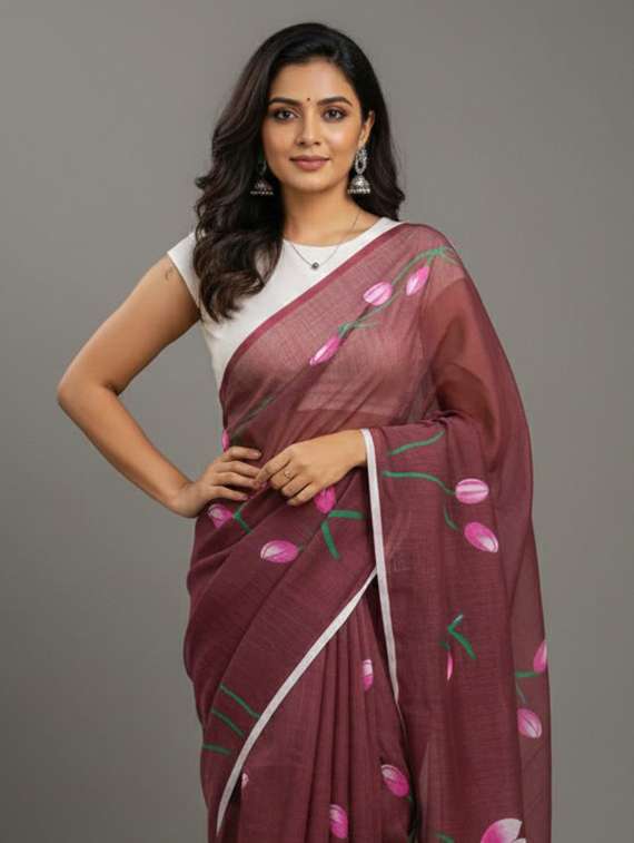 women printed casual wear saree with blouse - 22305969 -  Standard Image - 3