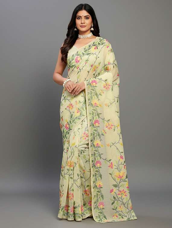 women floral handloom saree with blouse