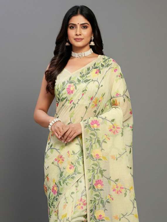 women floral handloom saree with blouse - 22305970 -  Standard Image - 3