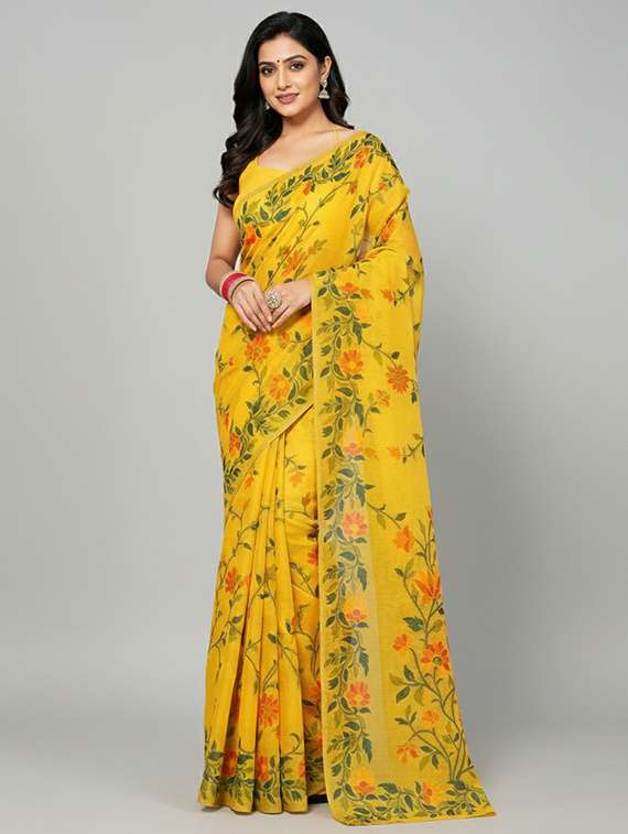 women floral handloom saree with blouse
