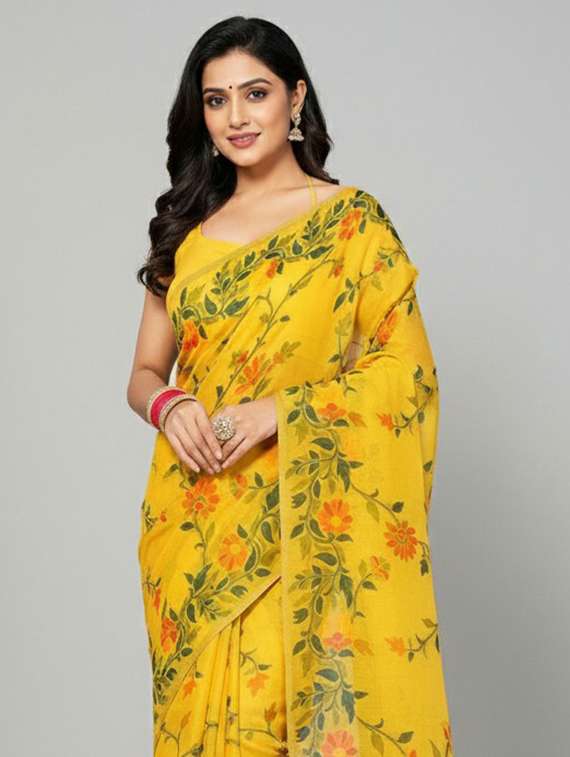 women floral handloom saree with blouse - 22305973 -  Standard Image - 3