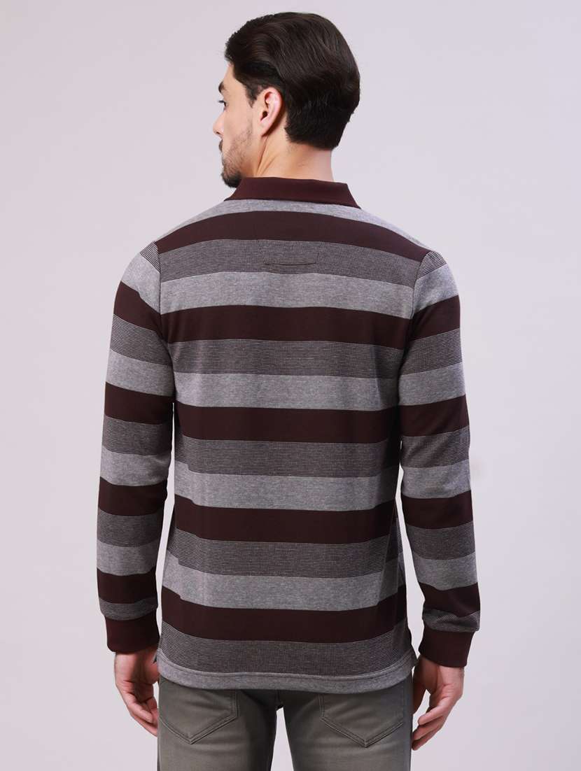 men striped long sleeve regular fit polo t-shirt - 22306005 -  Standard Image - 3