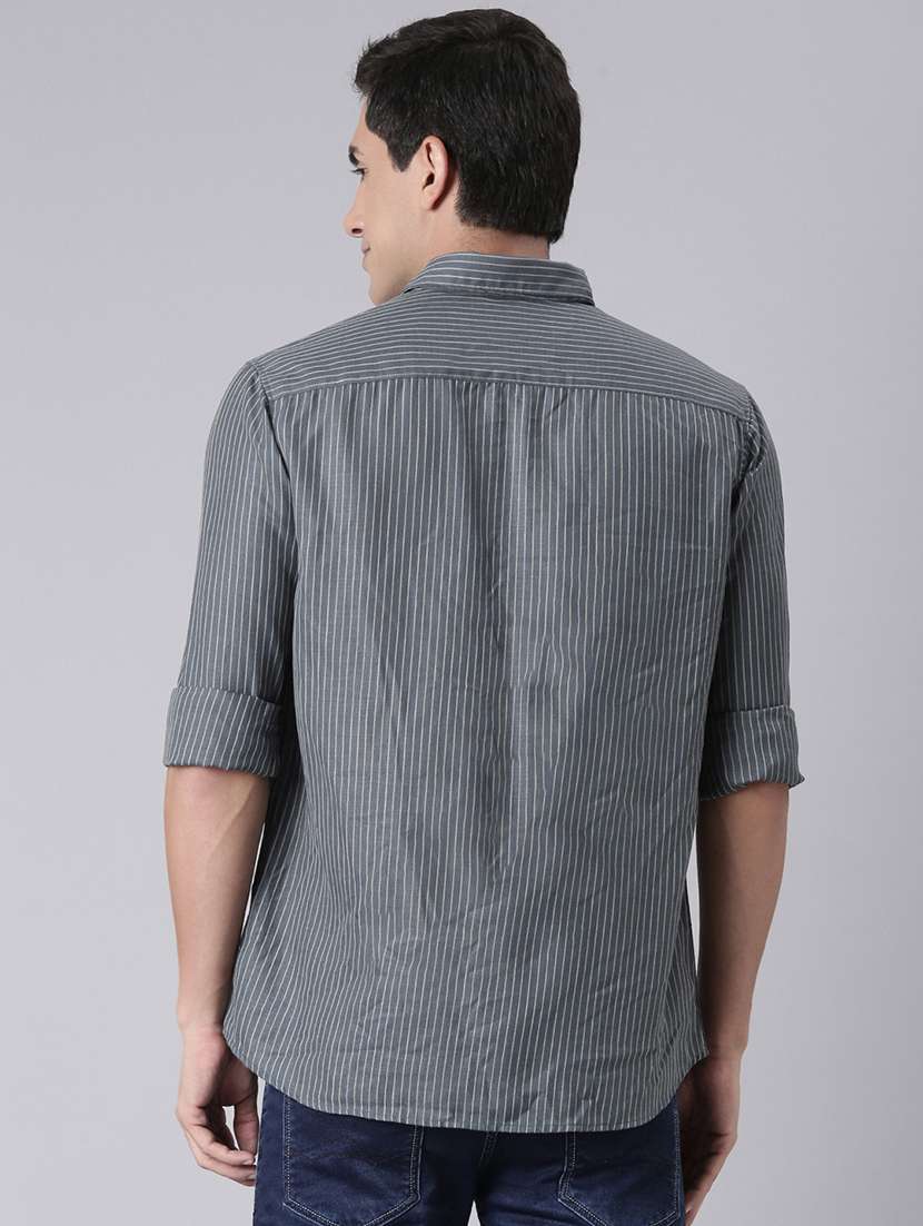 men striped long sleeve regular fit casual shirt - 22306011 -  Standard Image - 3