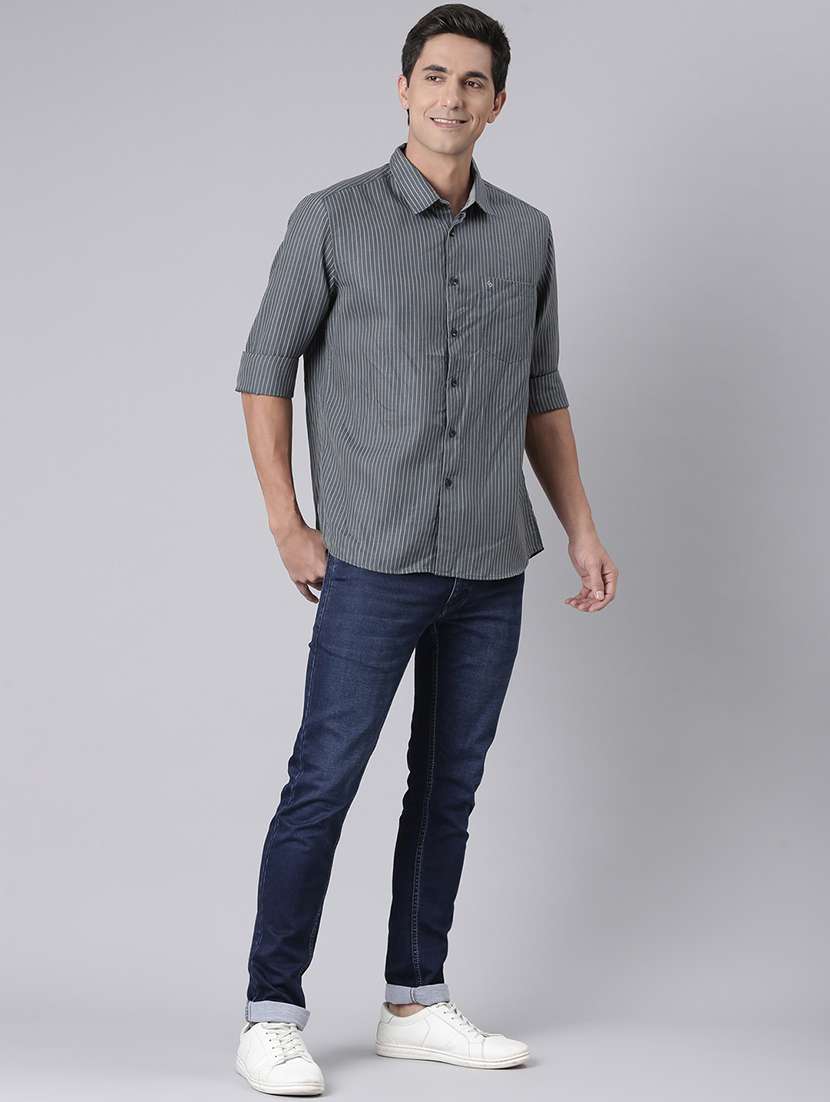 men striped long sleeve regular fit casual shirt - 22306011 -  Standard Image - 5