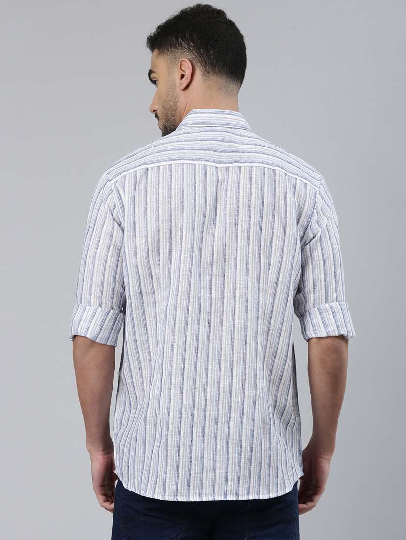 men striped long sleeve regular fit casual shirt - 22306019 -  Standard Image - 3