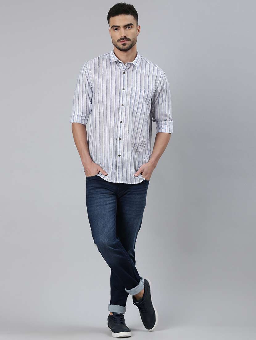 men striped long sleeve regular fit casual shirt - 22306019 -  Standard Image - 5
