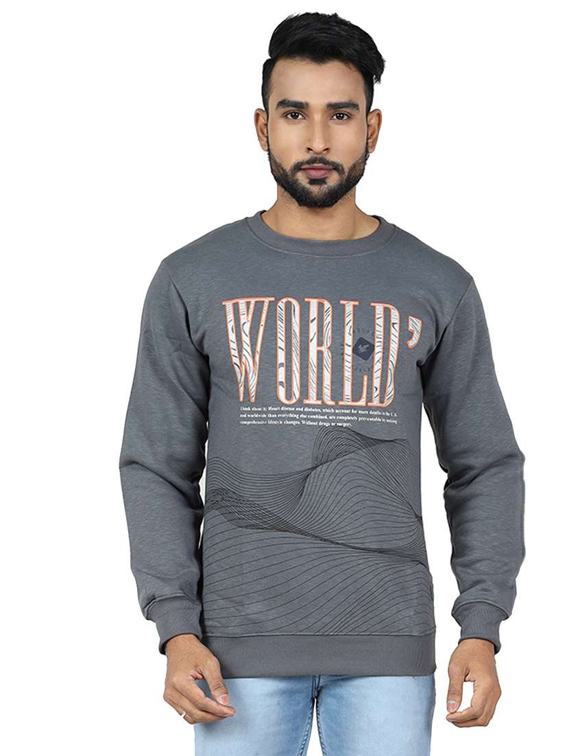 men printed long sleeve regular fit sweatshirt