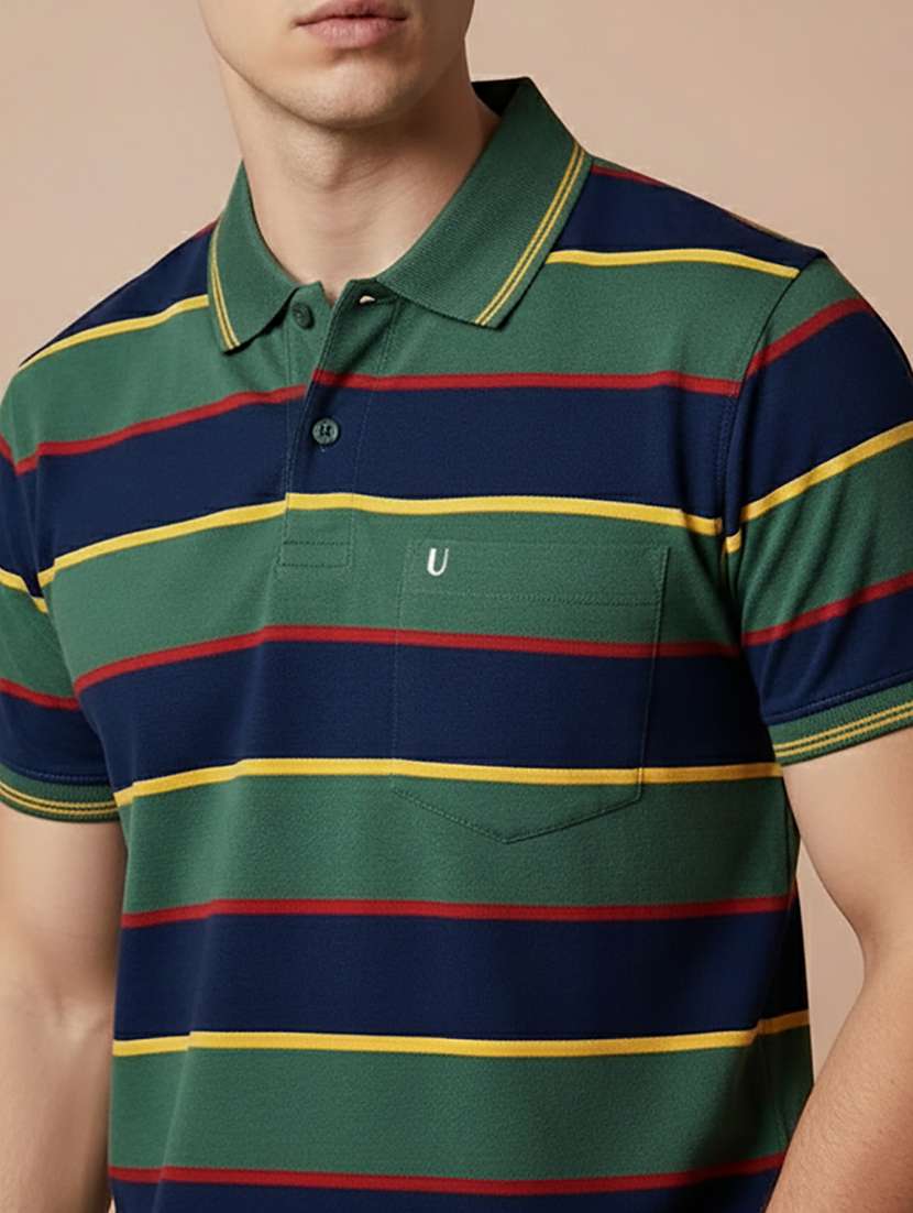 men striped short sleeve regular fit polo t-shirt - 22306511 -  Standard Image - 3