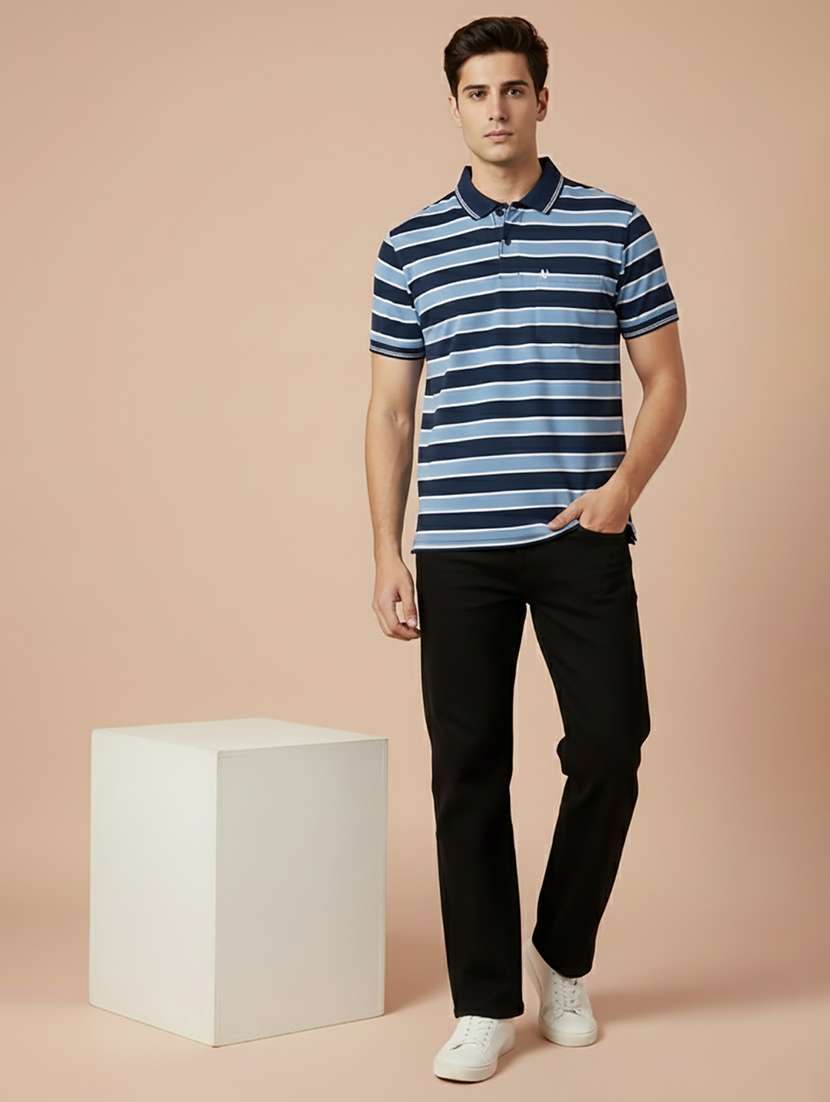 men striped short sleeve regular fit polo t-shirt - 22306512 -  Standard Image - 3