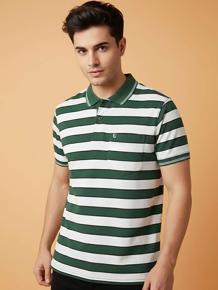 men striped short sleeve regular fit polo t-shirt