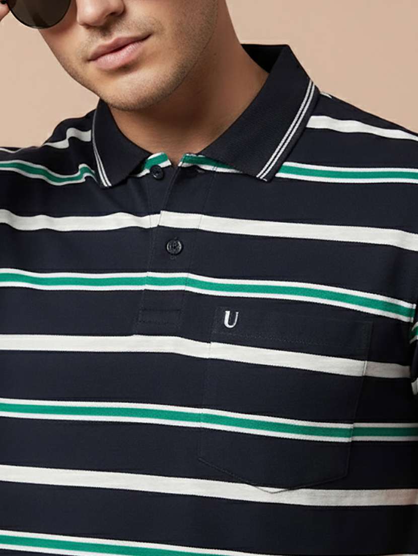 men striped short sleeve regular fit polo t-shirt - 22306519 -  Standard Image - 3