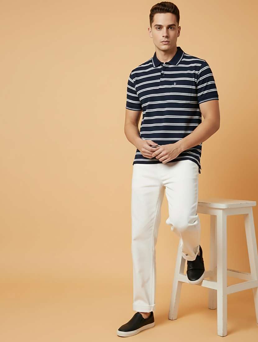 men striped short sleeve regular fit polo t-shirt - 22306523 -  Standard Image - 3