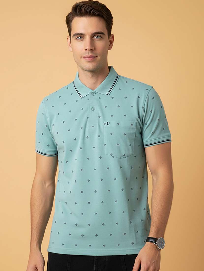 men printed short sleeve regular fit polo t-shirt